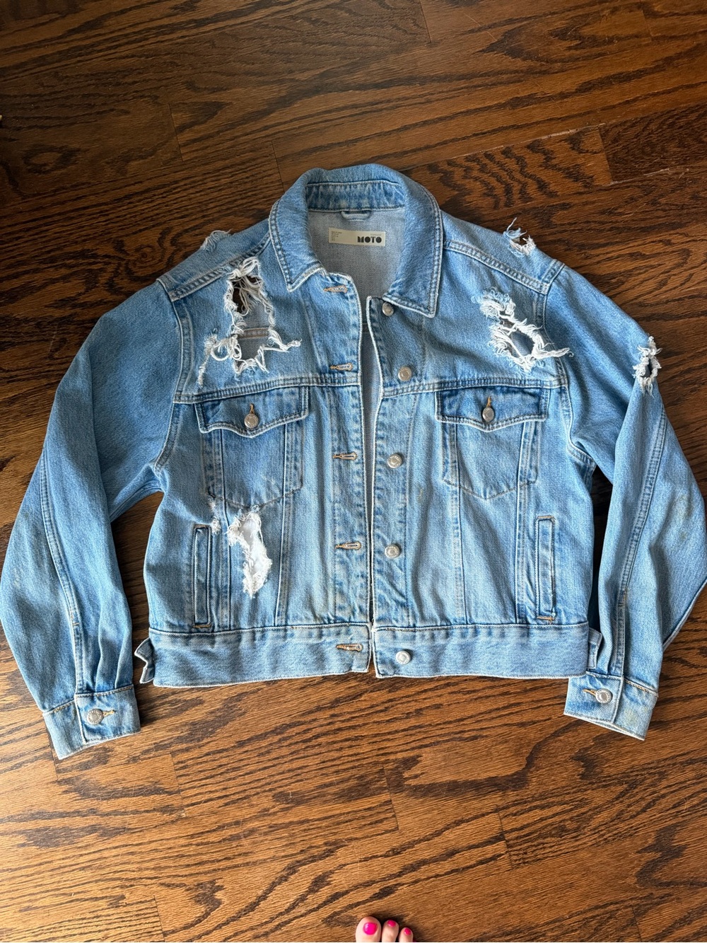 Topshop Light Blue Distressed Jean Jacket